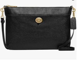 Coach Polished Pebble Polly Crossbody, Gd/Black, One Size